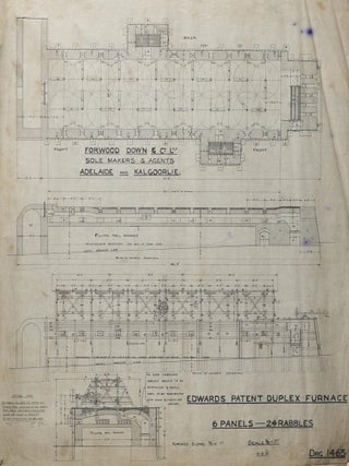 A quantity of original technical drawings, many of them to do with Australia's mining history, primarily from James Martin and Company's Phoenix Foundry, Gawler (near Adelaide, South Australia). There are also some from the Adelaide office of Forwood, Down and Company, Engineers and Founders. The drawings are hand-done in India ink on drafting linen (with each sheet often around a generous 70 x 100 cm)