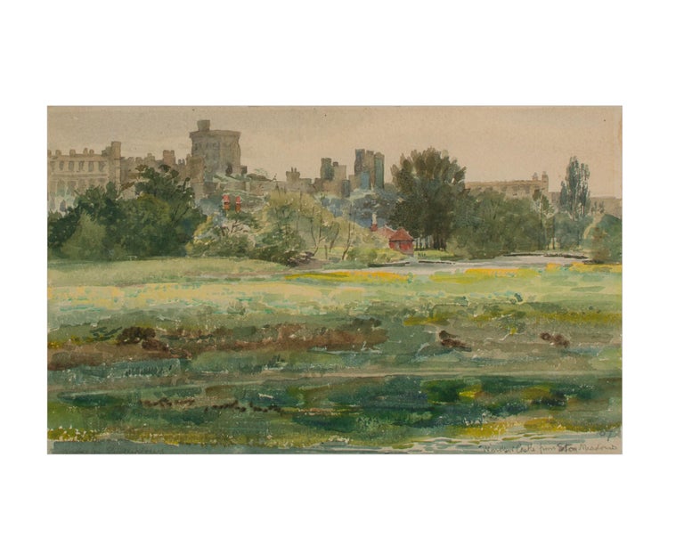 Item #100632 'Windsor Castle from Eton Meadows'. An original watercolour painting, captioned (twice, once indistinctly), signed and dated in pencil ('H.P. Gill 07'). Harry Pelling GILL.