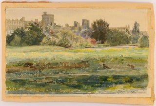 'Windsor Castle from Eton Meadows'. An original watercolour painting, captioned (twice, once indistinctly), signed and dated in pencil ('H.P. Gill 07')