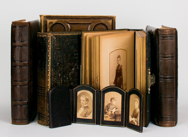 Item #100720 A collection of six nineteenth century photograph albums containing nearly 300 portraits of three generations of the Hawkins and Robertson families. Western District Pioneers.
