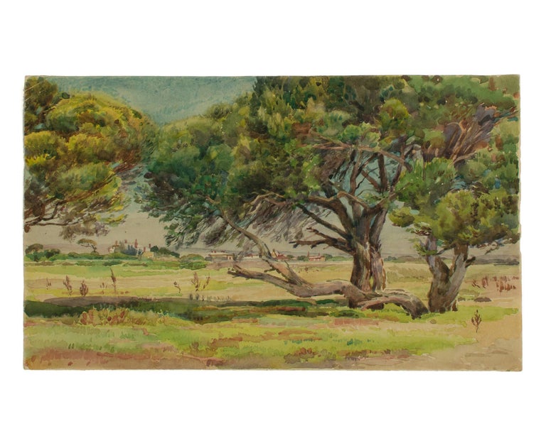 Item #100805 An original watercolour painting, possibly of a sparsely settled Adelaide seaside suburb; unsigned, but the artist is identified on the verso as H.P. Gill. Harry Pelling GILL.