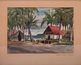 Item #100999 'Coastal Scene, Morotai'. A well-executed watercolour on paper (an impressive 274 ×...