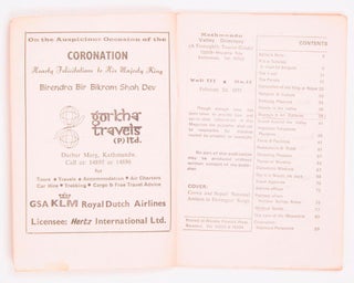 Kathmandu Valley Directory. A Fortnightly Tourist Guide. Volume 3, Number 2, 24 February 1975. [Coronation Commemorative Issue (cover sub-title)]