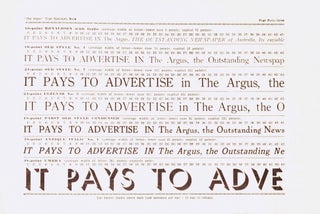 Victoria as an Advertising Field. 'The Argus' Type Faces. Together with Some Facts compiled and issued with the Compliments of the Proprietors of 'The Argus'