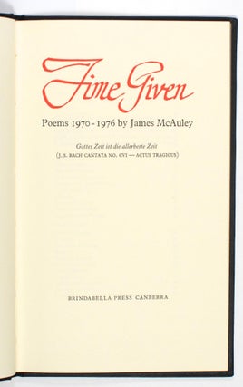 Time Given. Poems, 1970-1976