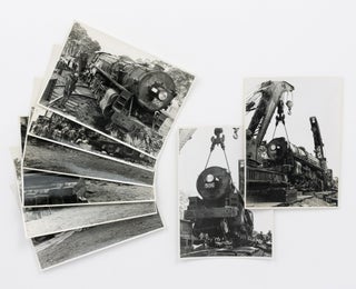 A group of ten vintage photographs featuring the derailment of a South Australian 500 Class Mountain-type locomotive (Number 506)