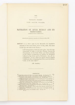 Item #102489 Navigation of River Murray and its Tributaries. (Correspondence Respecting.). River...
