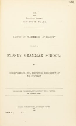 Item #102492 Report of the Committee of Inquiry into State of Sydney Grammar School and...