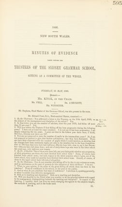 Report of the Committee of Inquiry into State of Sydney Grammar School and Correspondence, etc, respecting Resignation of Mr Stephens