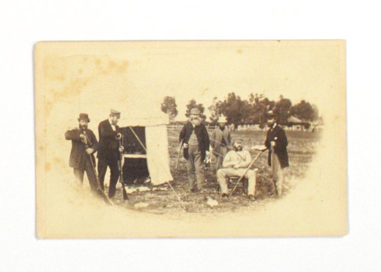 Item #102702 An albumen paper carte de visite photograph of a group of Australian duck shooters (hunting seems too generous a term!). Duck Shooters.