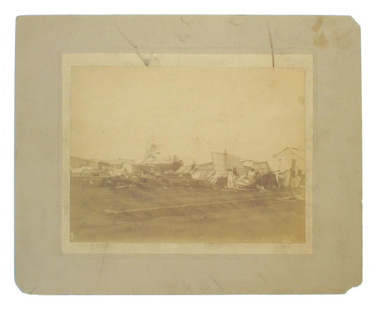 Item #102740 Three large albumen paper photographs, captioned in ink on the verso of each mount 'Palmerston, Port Darwin, NT, destroyed by Tornado, December, 1896'. Darwin, Florenz BLEESER.