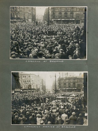 Item #104142 Two photographs of Prime Minister Sir Winston Churchill at the Bradford Town Hall on...