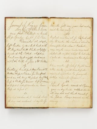 A manuscript journal kept by an English emigrant to the Australian and Californian goldfields, most likely one Henry Robinson, between December 1848 and December 1852. It includes details of the voyage, accounts of time on shore in Adelaide, Hobart Town, Tahiti and Hawaii, and several pages recounting prospecting near Ballan
