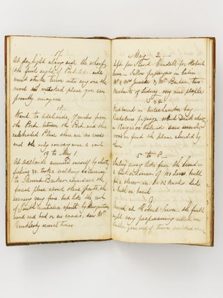 A manuscript journal kept by an English emigrant to the Australian and Californian goldfields, most likely one Henry Robinson, between December 1848 and December 1852. It includes details of the voyage, accounts of time on shore in Adelaide, Hobart Town, Tahiti and Hawaii, and several pages recounting prospecting near Ballan