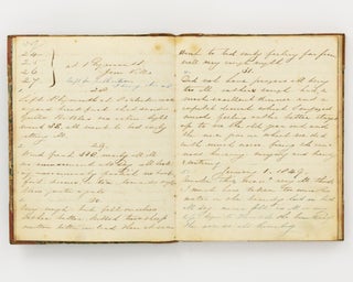 A manuscript journal kept by an English emigrant to the Australian and Californian goldfields, most likely one Henry Robinson, between December 1848 and December 1852. It includes details of the voyage, accounts of time on shore in Adelaide, Hobart Town, Tahiti and Hawaii, and several pages recounting prospecting near Ballan