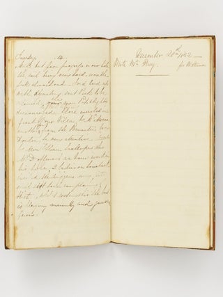 A manuscript journal kept by an English emigrant to the Australian and Californian goldfields, most likely one Henry Robinson, between December 1848 and December 1852. It includes details of the voyage, accounts of time on shore in Adelaide, Hobart Town, Tahiti and Hawaii, and several pages recounting prospecting near Ballan