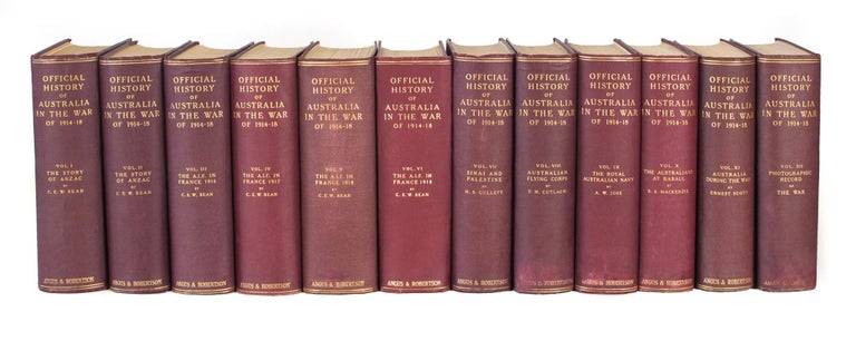 Item #105658 Official History of Australia in the War of 1914-18 [series cover title of the complete twelve-volume set]. Charles Edwin Woodrow BEAN.