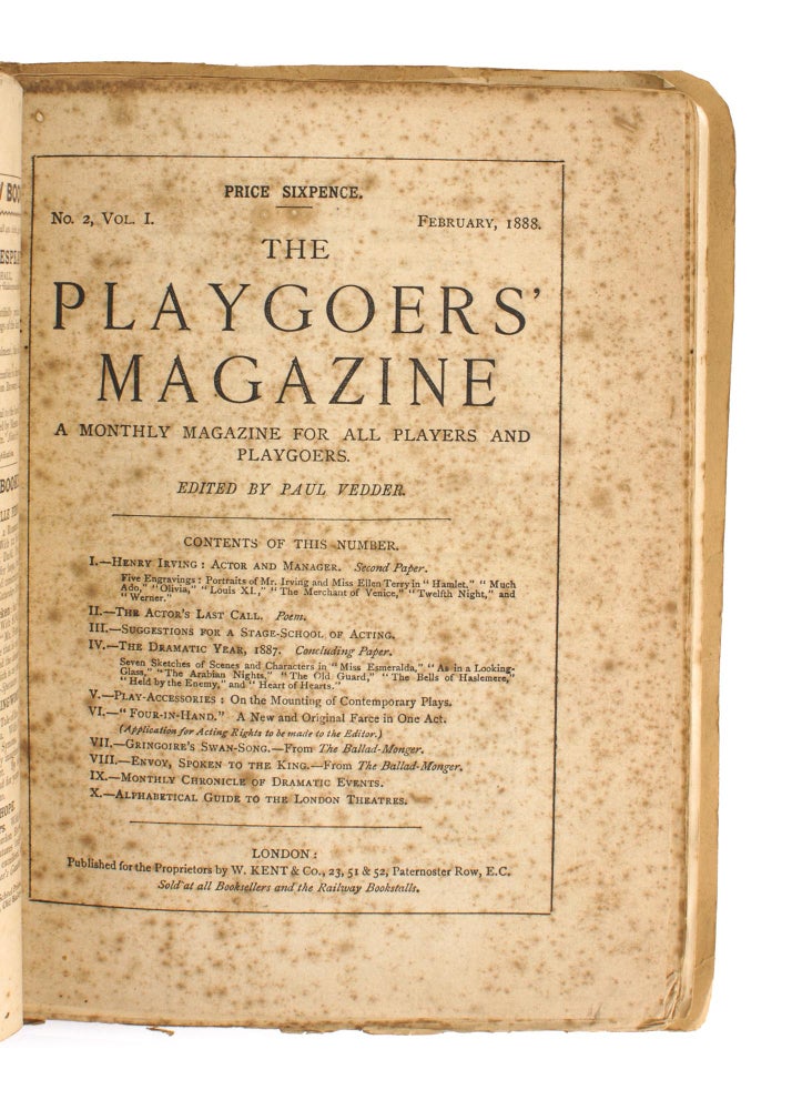Item #105939 The Playgoer's Magazine. A Monthly Magazine for all Players and Playgoers. Volume 1, Number 1, [January 1888] to Volume 1, Number 3, [March 1888] [all published]. Edward Alexander VIDLER, Paul VEDDER.