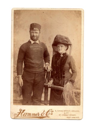 Item #106236 A cabinet card photograph (circa 1890s) of two members of the Salvation Army in...