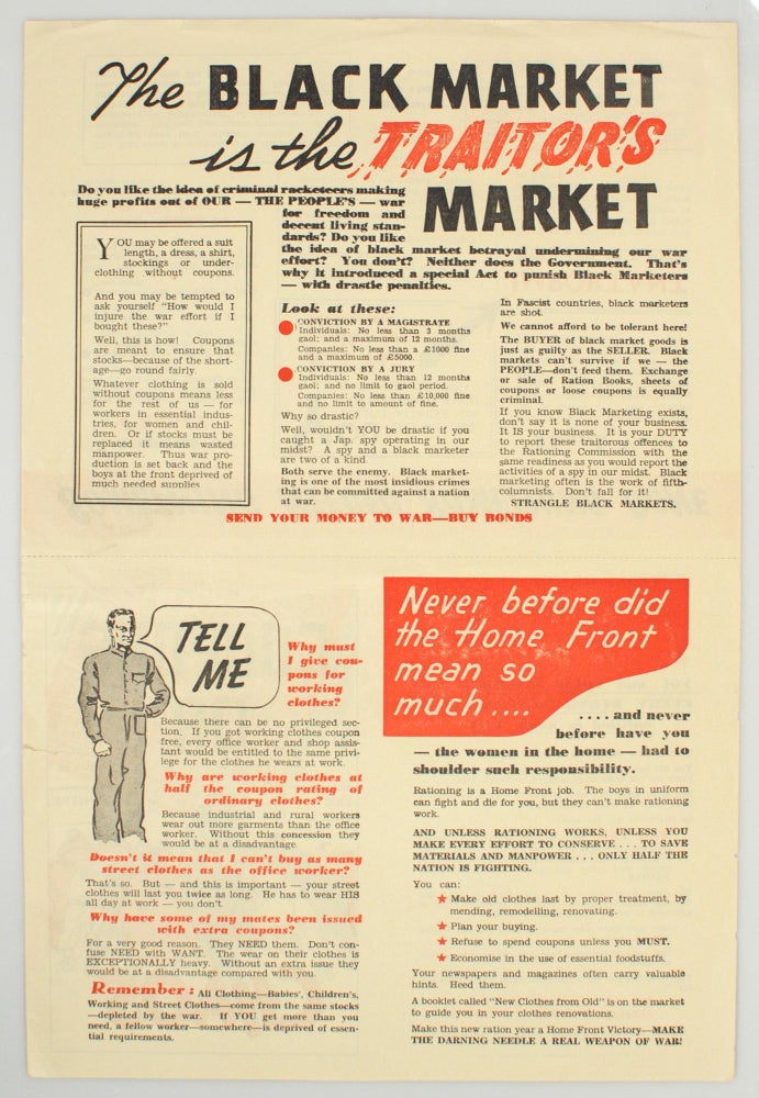 Item #106625 The Black Market is the Traitor's Market. [Coupons or Chaos (alternative title on verso)]. Rationing.