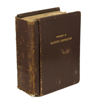 Item #106846 'Property of Masonite Corporation'. A substantial leather-bound quarto binder (a...