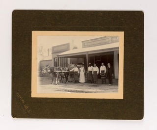 Item #107917 An Edwardian photograph of the staff of a butcher's shop, possibly in Woodside in...