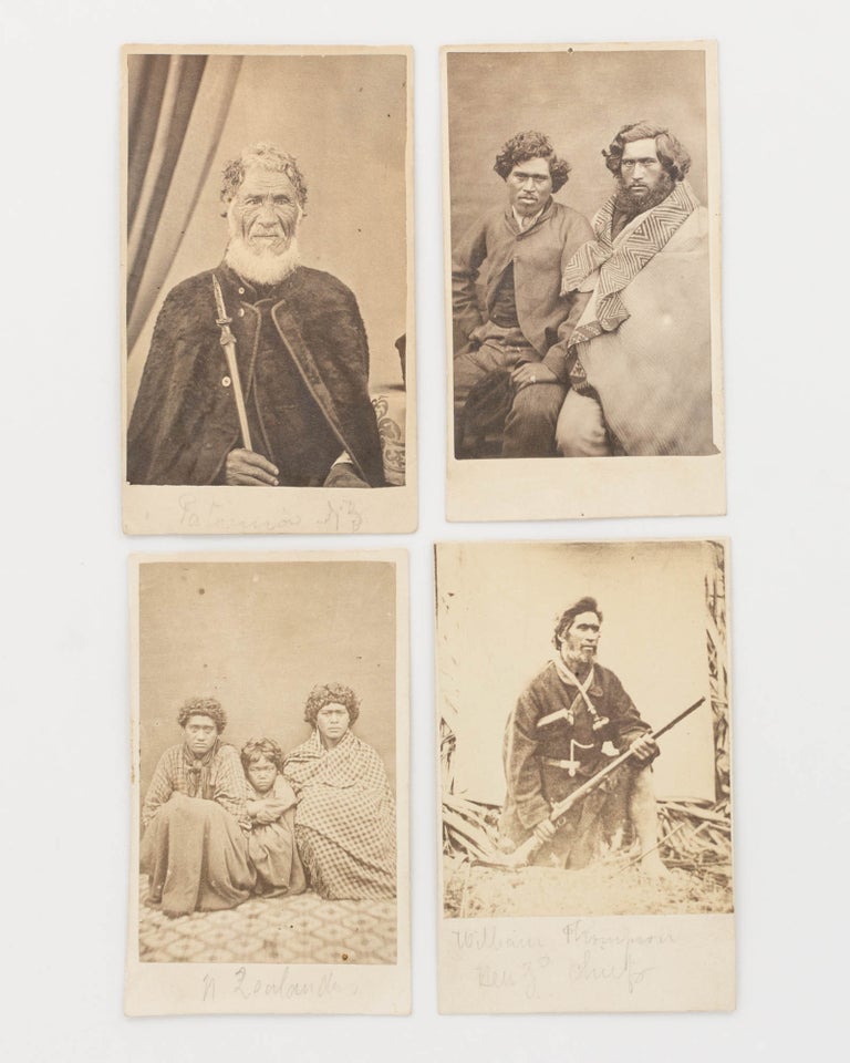 Item #108074 Four albumen paper portrait photographs (cartes de visite, image sizes approximately 85 × 60 mm) of Maoris, offered as one lot. Maori Portraits.