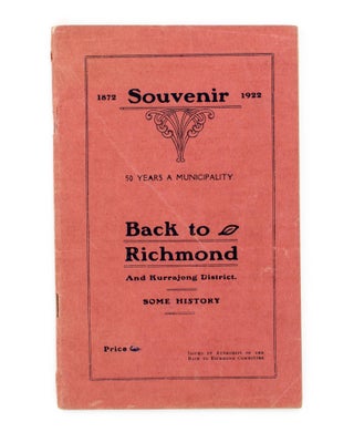 Item #108145 Souvenir, 1872-1922. 50 Years a Municipality. Back to Richmond and Kurrajong...