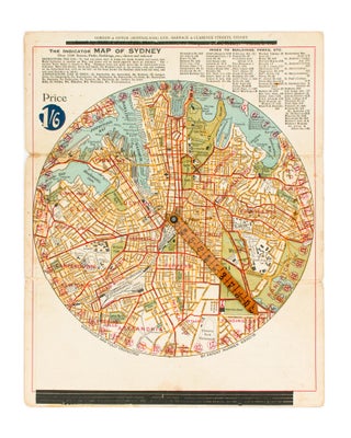 Item #108337 The Indicator Map of Sydney. Over 1300 Streets, Parks, Buildings, etc, shewn and...