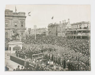 Three large vintage photographs of the unveiling of the South African War Memorial, at the corner of North Terrace and King William Street, Adelaide (then known as the National War Memorial) on 6 June 1904