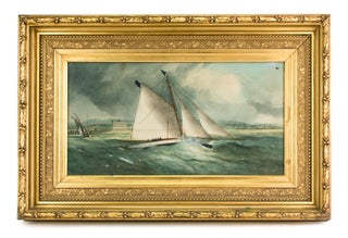 Item #109158 A most appealing watercolour of a pair of racing yachts off suburban Largs Bay,...