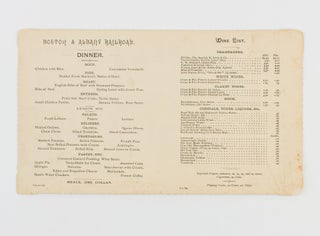 Item #109306 Boston & Albany R.R. Dining Car Service between Boston and Utica on the Boston and...