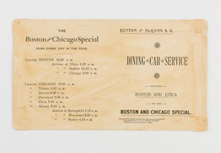 Boston & Albany R.R. Dining Car Service between Boston and Utica on the Boston and Chicago Special ...
