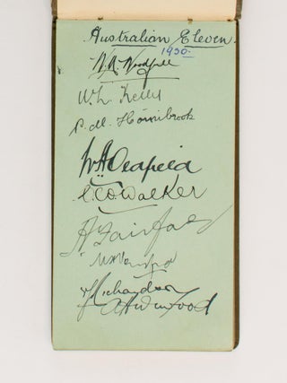 Item #109410 Two leaves in a small autograph album (leaf size 80 × 138 mm) signed in ink (on the...
