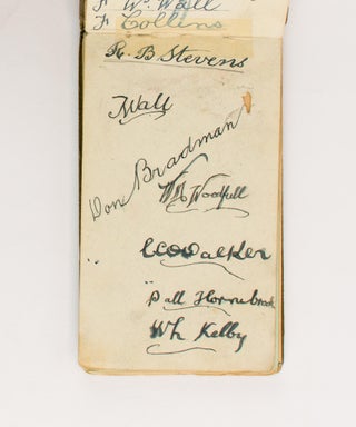 One leaf in a small autograph album (leaf size 80 × 138 mm) signed in ink (on the recto only) by seven members of the Australian squad selected to tour England in 1930