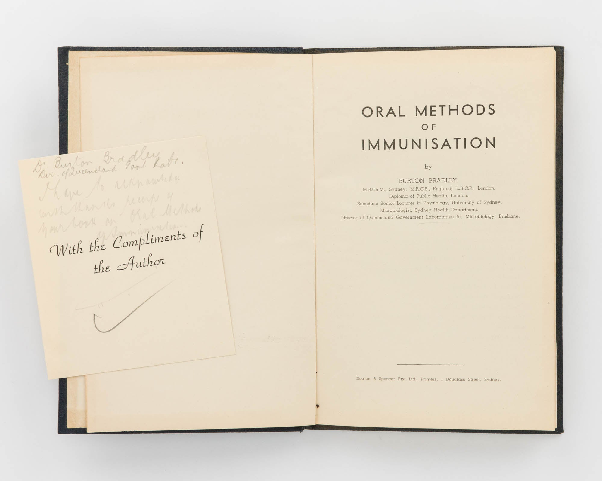 Oral Methods of Immunisation Dr Burton BRADLEY First Edition