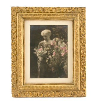 Item #109757 Portrait of Caroline Marcus [John Kauffmann's sister], with Sweet Peas. A vintage...