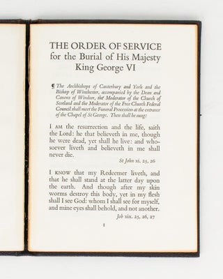 The Order of Service for the Burial of His Majesty King George VI [drop title]