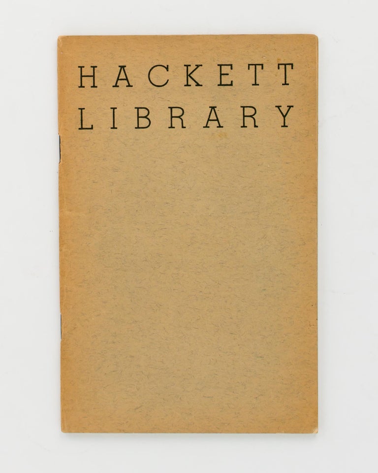 Item #110462 Catalogue of the late Mr. W. Champion Hackett's Library of Valuable Books. Book Auction Catalogue, W. Champion HACKETT.