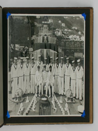 A large photograph album of Japanese origin and Korean War vintage, with the lacquered front cover extensively hand-decorated in colour