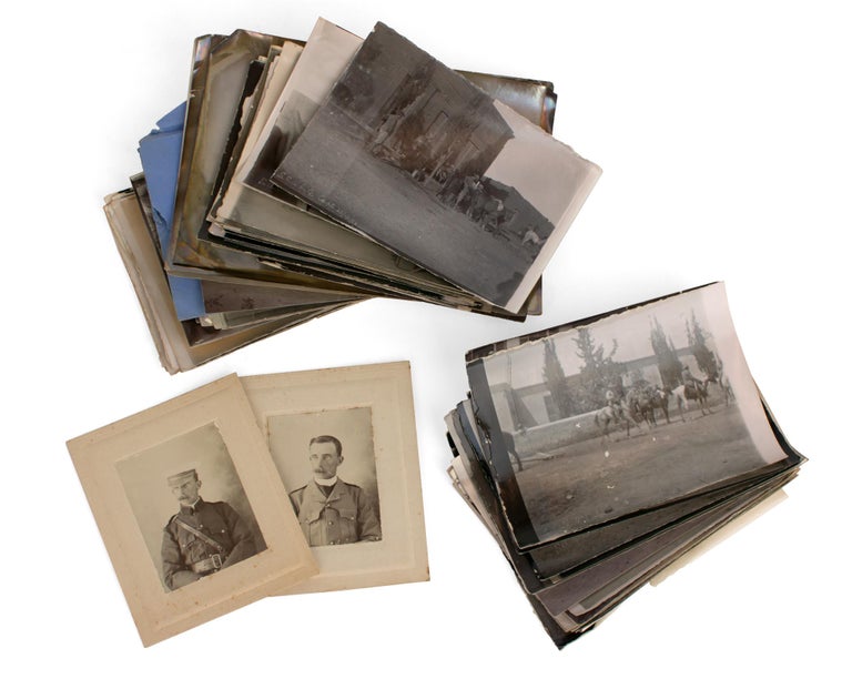 Item #110867 A collection of six different vintage portrait photographs of Lieutenant (later Captain) Samuel Albert White, together with 65 personal snapshots from his Boer War days. Boer War, Captain Samuel Albert WHITE.
