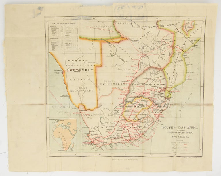 Item #110982 A colour map of 'South & East Africa to accompany "Through South Africa" by Mr. Henry M. Stanley, M.P.'. Map: South, East Africa.
