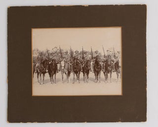 A group portrait photograph of Captain Edward Richman and seven troopers of the 2nd South Australian (Mounted Rifles) Contingent in Adelaide in 1900. One of the troopers is Henry Harbord Morant
