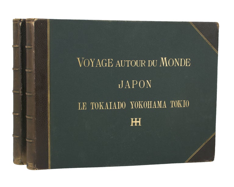Item #111438 Two impressive large-format albums containing a total of 110 hand-coloured nineteenth-century albumen paper photographs of Japan by Adolfo Farsari. Japan, Adolfo FARSARI.