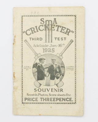 Item #111445 SA 'Cricketer'. Third Test. Adelaide Jan 16th 1925. Souvenir. Records, Photos, Score...