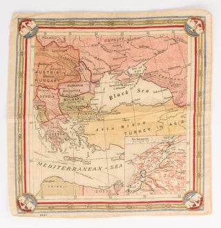Item #112096 A souvenir handkerchief featuring a map centred on Turkey and the Black Sea. The...