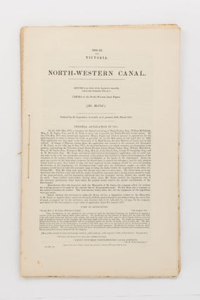 Item #112180 North-Western Canal. Return to an Order of the Legislative Assembly, dated 2nd...