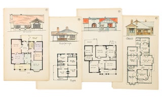 A collection of 36 floor plans and hand-coloured elevations of South Australian house styles of the period around the 1920s