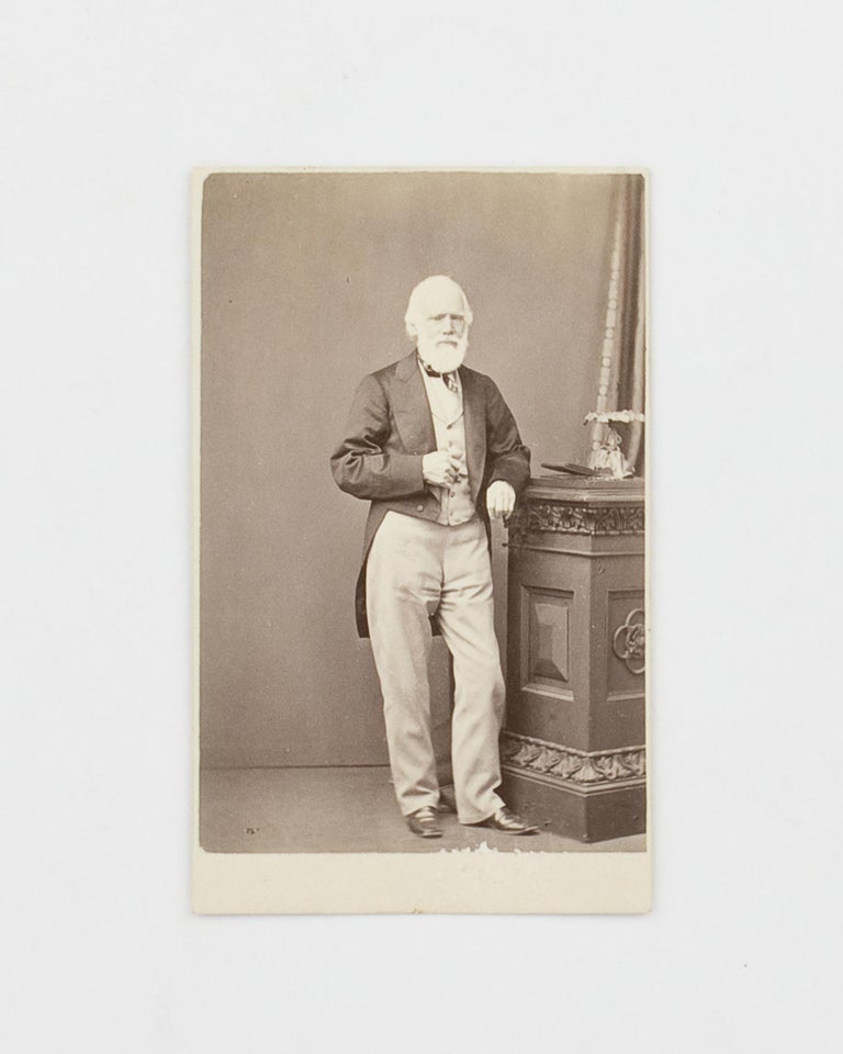 Item #112789 A vintage carte de visite photographic portrait of George Fife Angas (1789-1879), merchant, banker, landowner and philanthropist, and a significant figure in the foundation, settlement and development of South Australia. George Fife ANGAS.