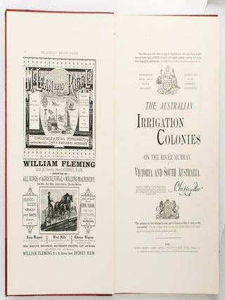 The Australian Irrigation Colonies on the River Murray, in Victoria and South Australia